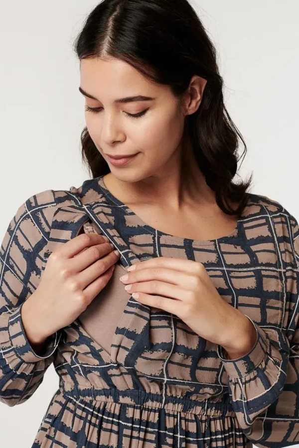 Noppies Jurken | Jurken<Jurk Met Voedingsfunctie - Taupe Grey