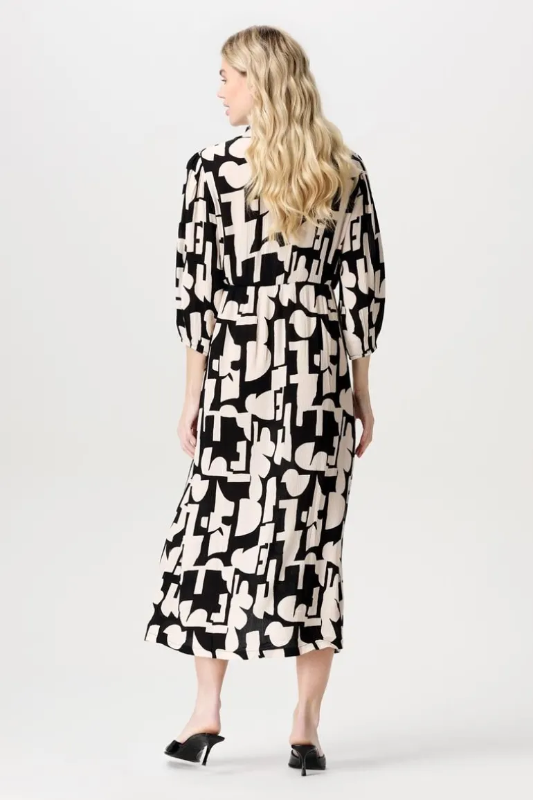 jurk_met_voedingsfunctie__8.webp Noppies Jurken | Jurken<Jurk Met Voedingsfunctie Lieksa - Monochrome All Over Print