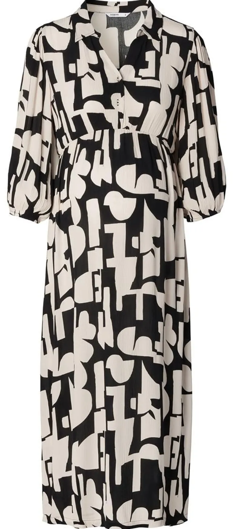 jurk_met_voedingsfunctie__9.webp Noppies Jurken | Jurken<Jurk Met Voedingsfunctie Lieksa - Monochrome All Over Print