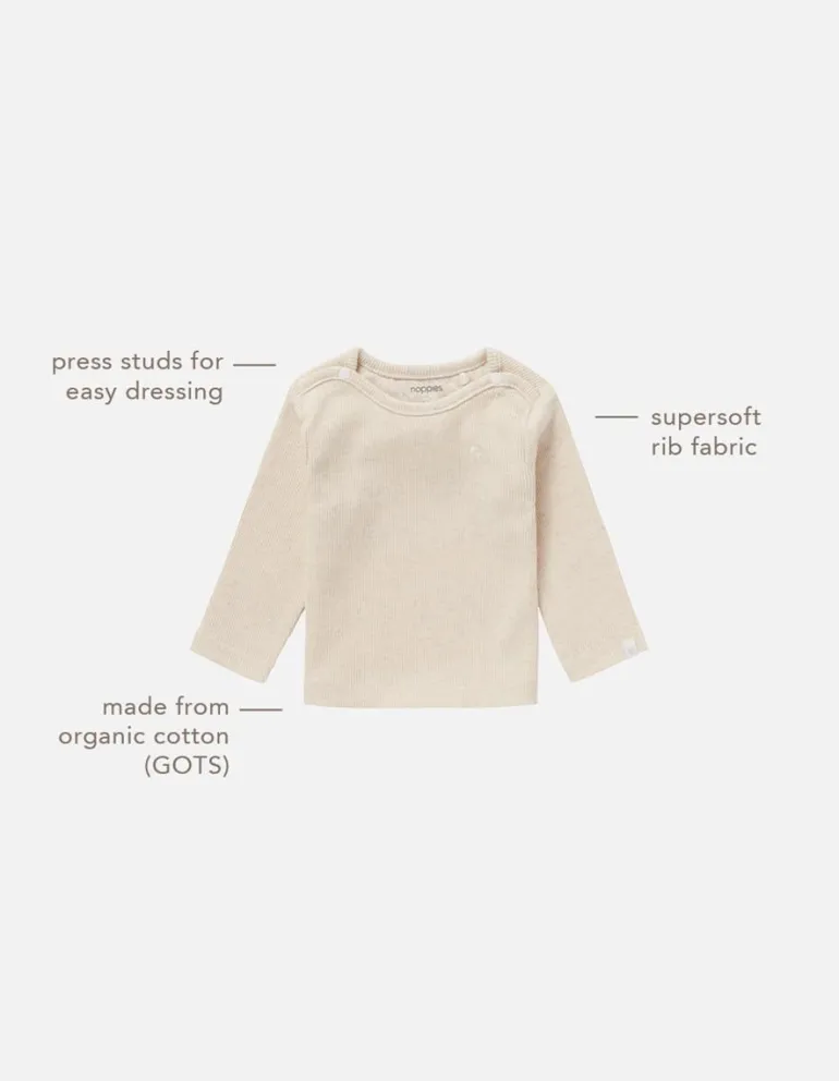 longsleeve_natal__oatmeal_3.webp Noppies Shirts | Basics<Longsleeve Natal - Oatmeal