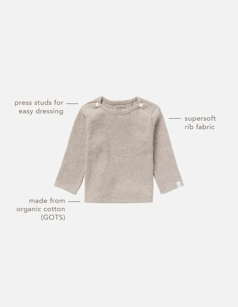 longsleeve_natal__taupe_m_2.webp Noppies Shirts | Basics<Longsleeve Natal - Taupe Melange