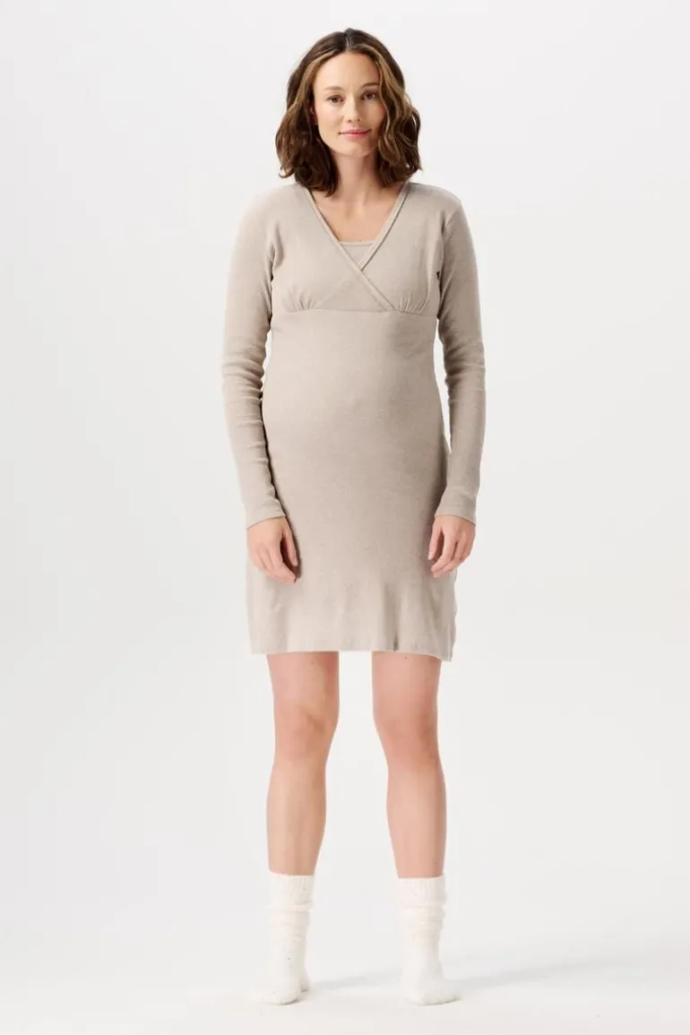 nachtjapon_met_voedingsfu_0-5.webp Noppies Nachtkleding & Loungewear | Ondergoed<Nachtjapon Met Voedingsfunctie Alisa - Taupe Melange