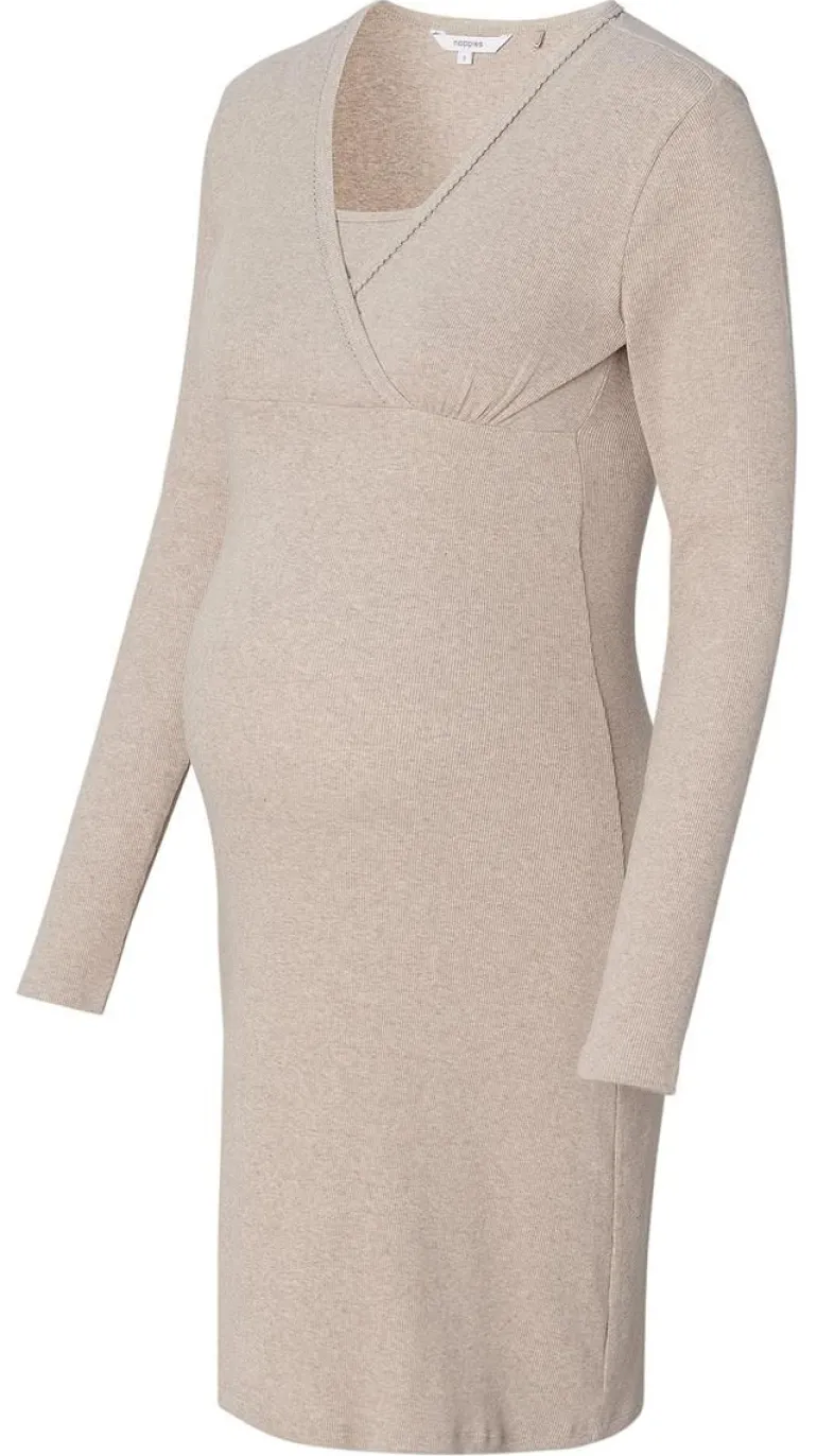nachtjapon_met_voedingsfu_4-5.webp Noppies Nachtkleding & Loungewear | Ondergoed<Nachtjapon Met Voedingsfunctie Alisa - Taupe Melange