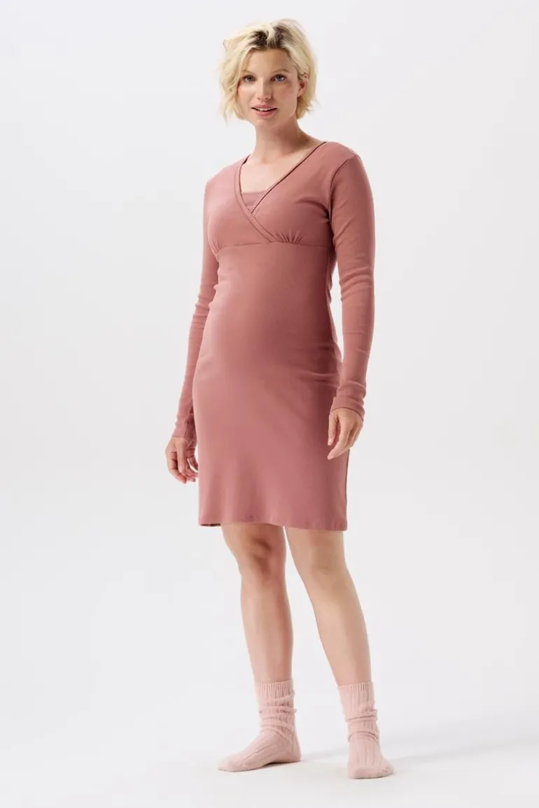 nachtjapon_met_voedingsfu_6-6.webp Noppies Nachtkleding & Loungewear | Ondergoed<Nachtjapon Met Voedingsfunctie Alisa - Burlwood