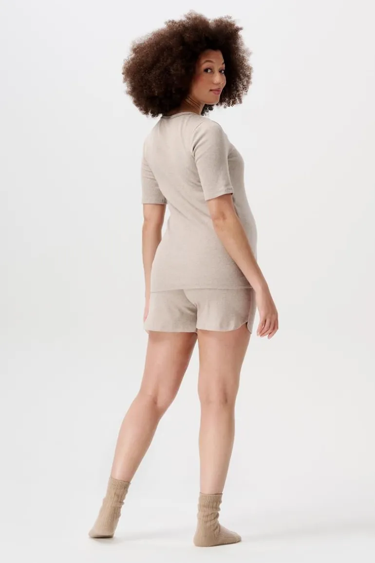 pyjamashort_jada__taupe_m_1.webp Noppies Ondergoed | Nachtkleding & Loungewear<Pyjamashort Jada - Taupe Melange