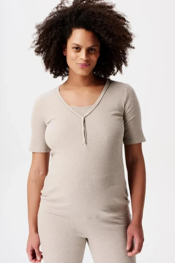 Noppies Nachtkleding & Loungewear | Ondergoed<Pyjamatop Met Voedingsfunctie Renate - Taupe Melange