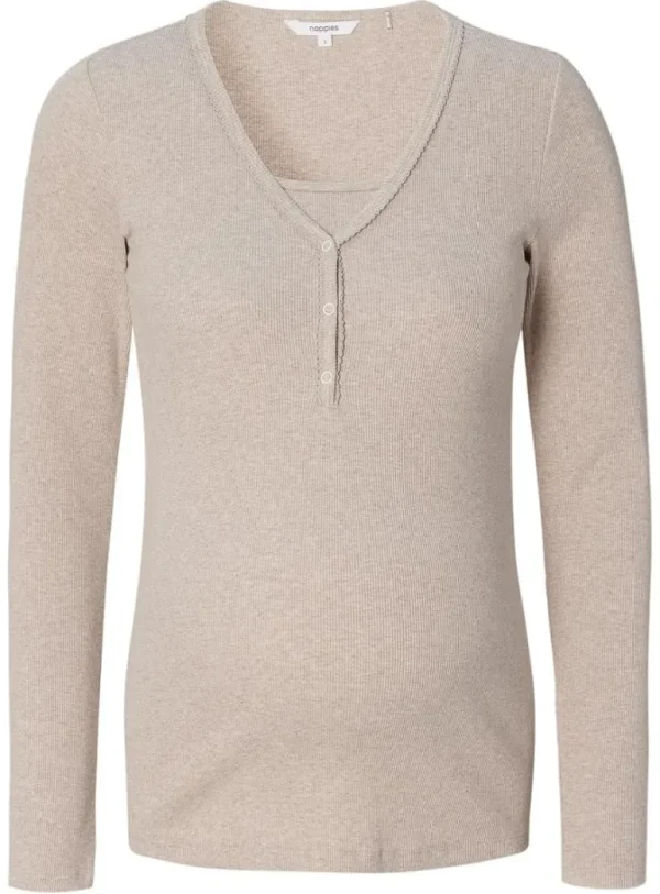 Noppies Nachtkleding & Loungewear | Ondergoed<Pyjamatop Met Voedingsfunctie Amala - Taupe Melange