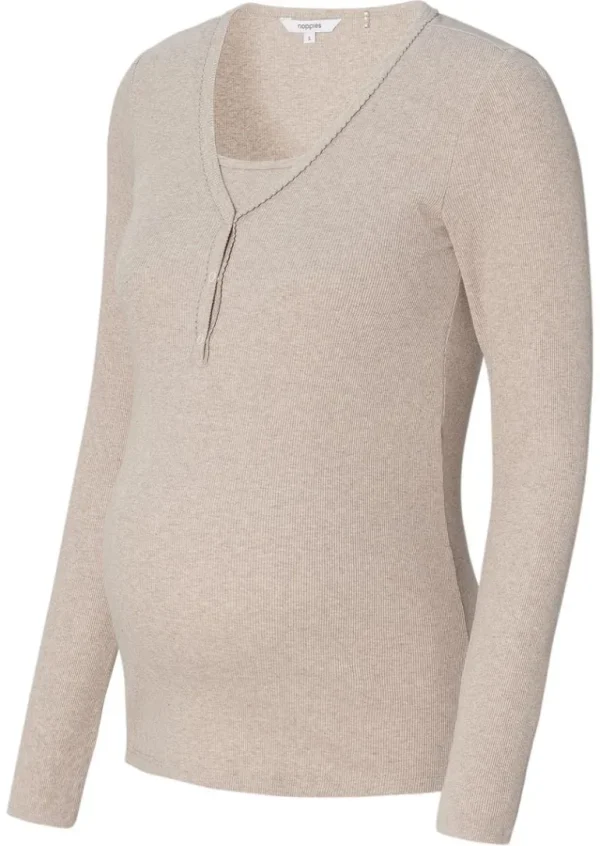 Noppies Nachtkleding & Loungewear | Ondergoed<Pyjamatop Met Voedingsfunctie Amala - Taupe Melange