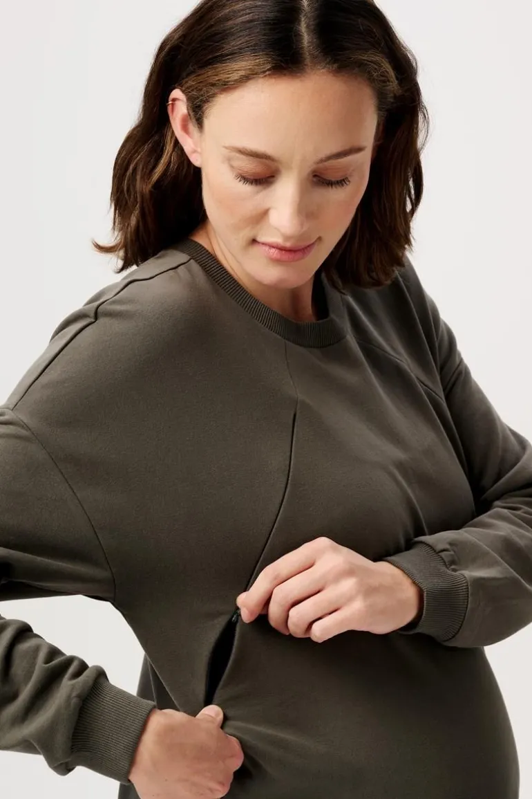 trui_met_voedingsfunctie__14.webp Noppies Truien & Sweaters | Truien & Sweaters<Trui Met Voedingsfunctie Lesy - Olive