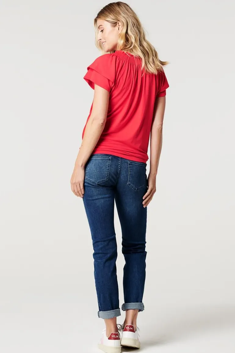 voedings_tshirt_dale__poi_1.webp Noppies T-Shirts | T-Shirts<Voedings T-shirt Dale - Poinsettia