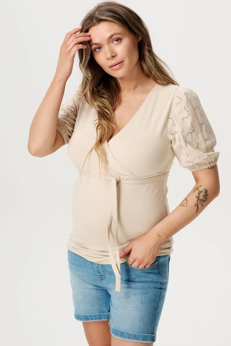 voedings_tshirt_kayleigh__0-1.webp Noppies T-Shirts | T-Shirts<Voedings T-shirt Kayleigh - Light Sand