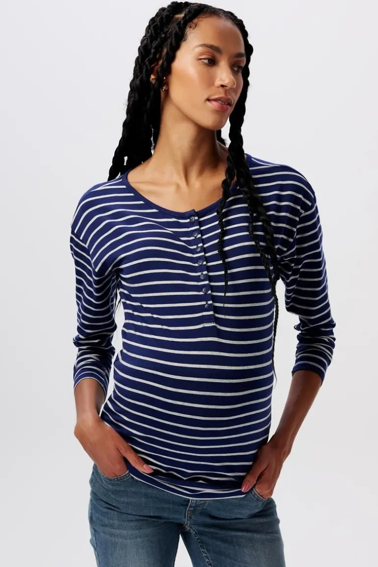 voedingsshirt__dark_blue_0.webp Noppies Shirts | Shirts<Voedingsshirt - Dark Blue
