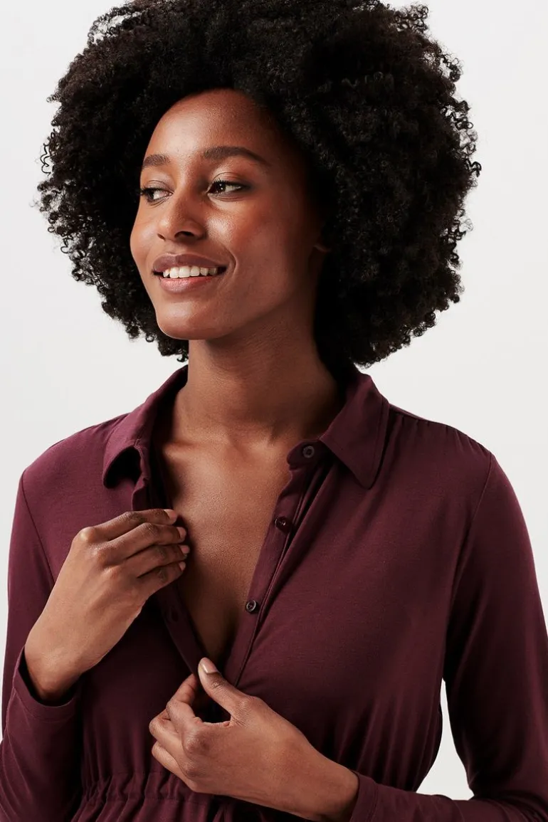 voedingsshirt__plum_brown_6.webp Noppies Shirts | Shirts<Voedingsshirt - Plum Brown