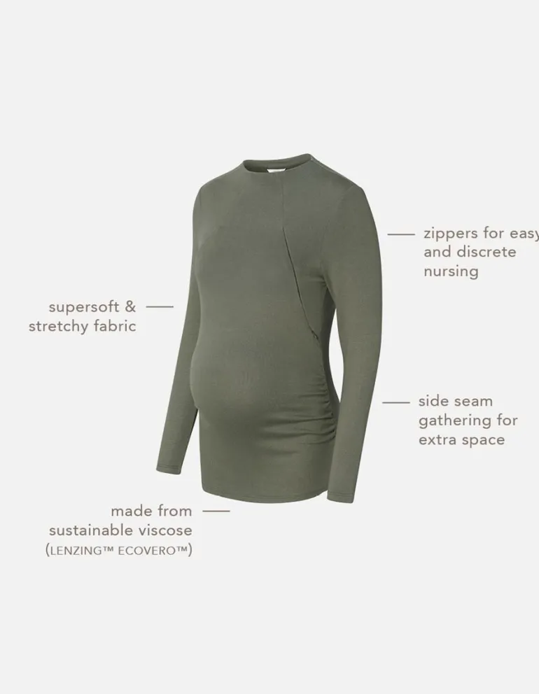 voedingsshirt_rosa__olive_6.webp Noppies Shirts | Shirts<Voedingsshirt Rosa - Olive